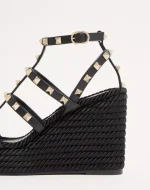 Valentino Rockstud Ankle Strap Wedge Sandal In Calfskin Leather 95 Mm - Image 2